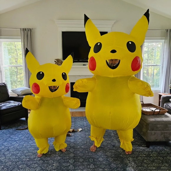 Matching Adult & Child Pikachu Blow-Up Costumes - Picture 1 of 1